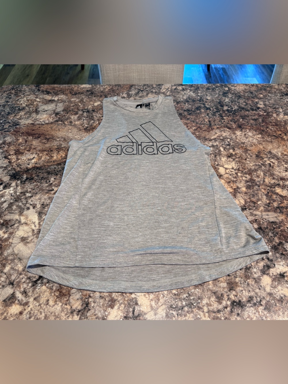 adidas Gray Tank Top with Black Outline Logo